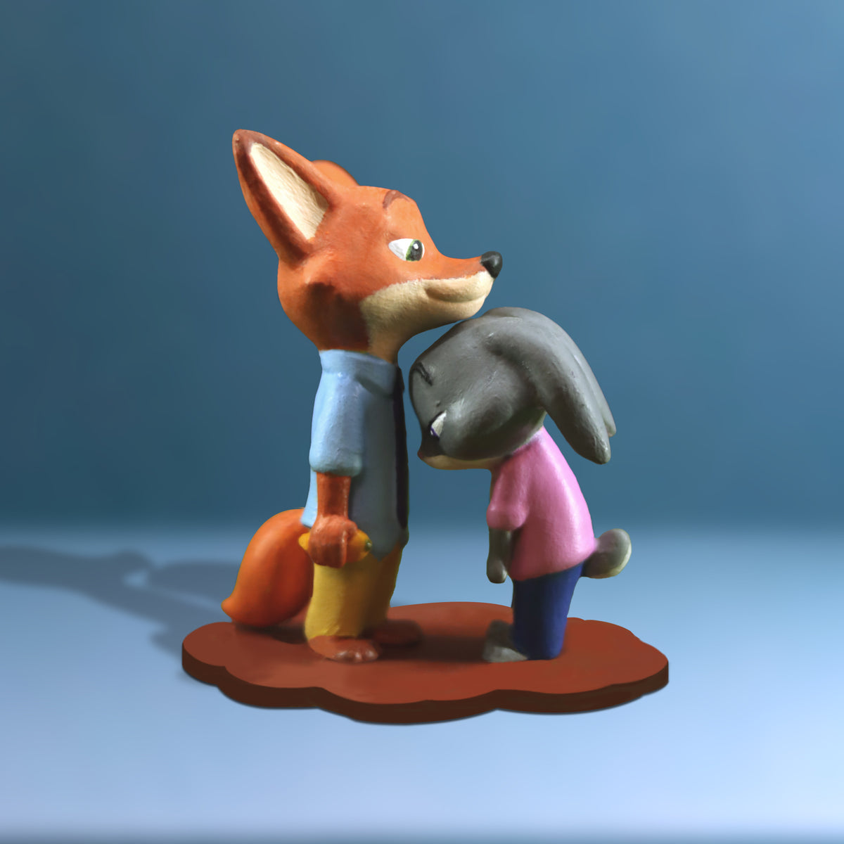 Charming Fox & Rabbit Friendship Desk Figurine