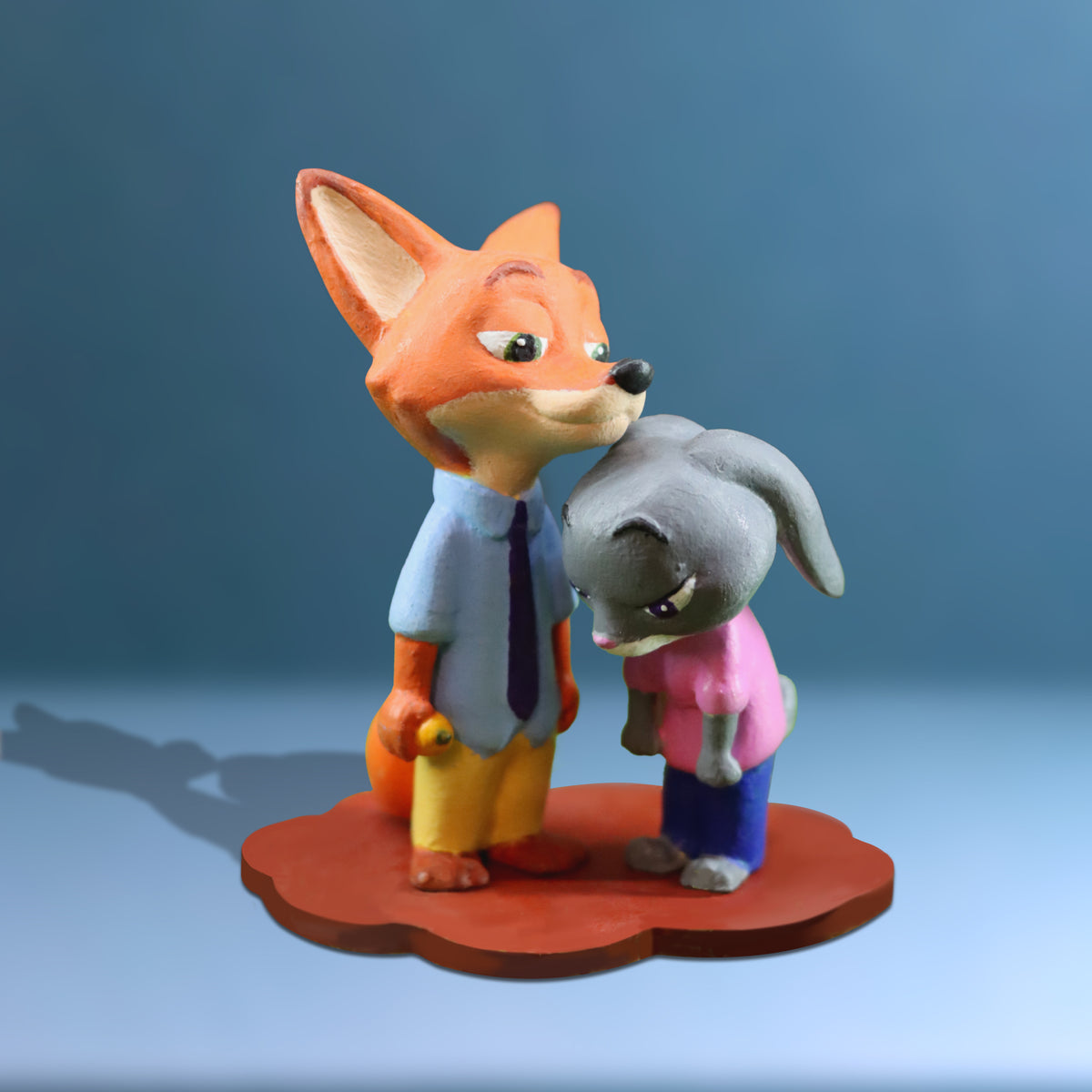 Charming Fox & Rabbit Friendship Desk Figurine